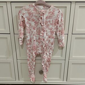 Posh Peanut Pink Floral Ruffle Footie